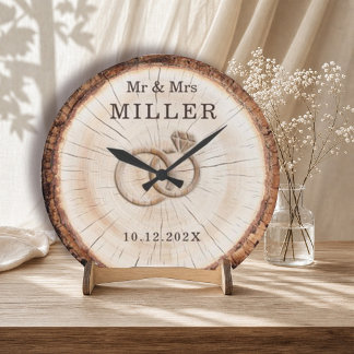 Personalised 5th Wedding Anniversary Wood Wall Large Clock