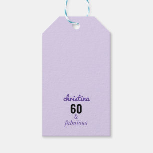 Personalised 60 and Fabulous 60th Birthday Purple Gift Tags