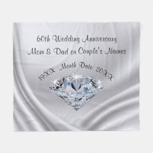 Personalised 60th Anniversary Blanket with Diamond