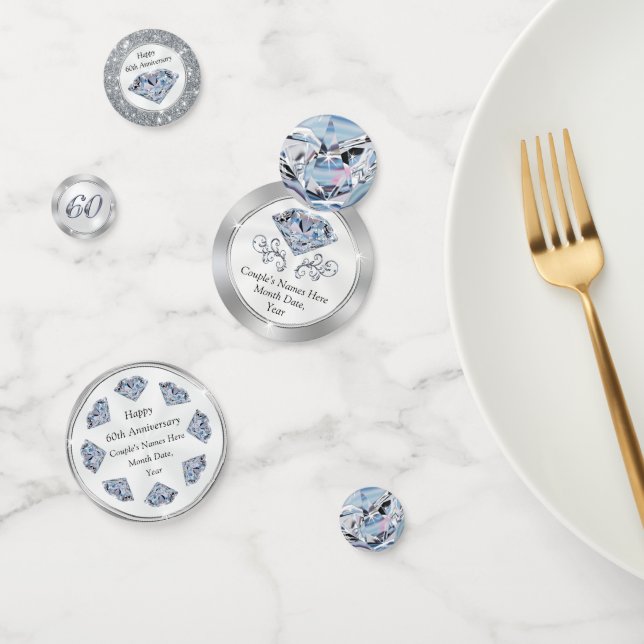 Personalised 60th Anniversary Confetti, Diamond Confetti (Group)