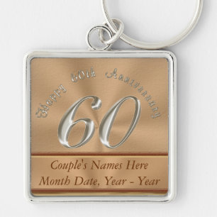 Personalised 60th Anniversary Keychains for Couple