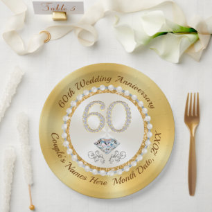 Personalised, 60th Anniversary Paper Plates, Plate