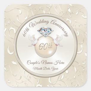 Personalised 60th Anniversary Stickers Your Text