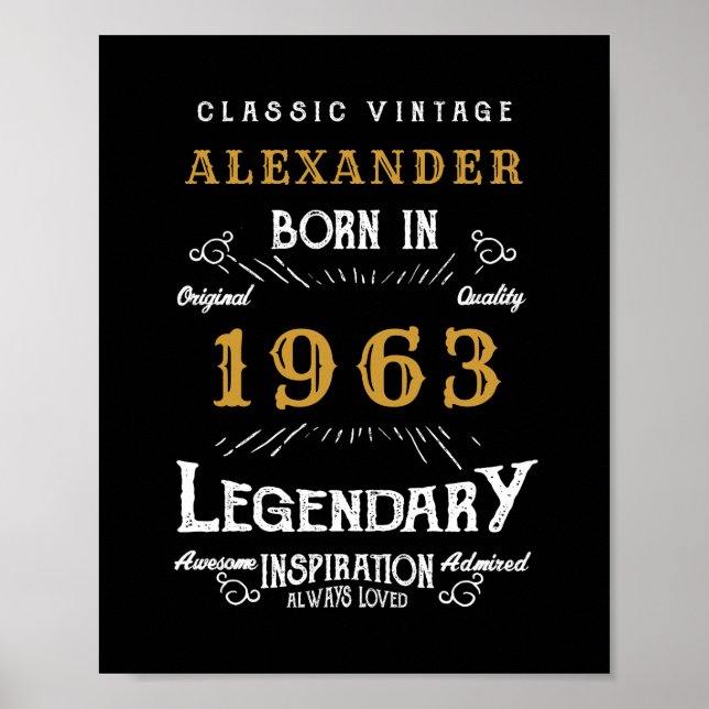 Personalised 60th Birthday 1963 Add Name Legendary Poster (Front)