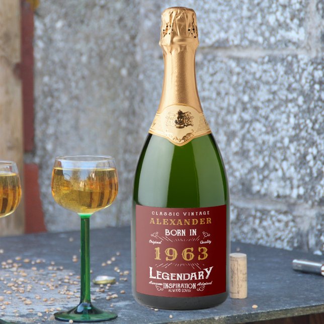 Personalised 60th Birthday 1963 Add Name Legendary Sparkling Wine Label (Creator Uploaded)