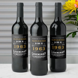 Personalised 60th Birthday 1963 Add Name Legendary Wine Label