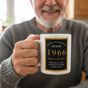 Personalised 60th Birthday 1966 Elegant Black Gold Coffee Mug