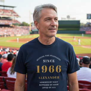 Personalised 60th Birthday 1966 Name Blue Gold T-Shirt