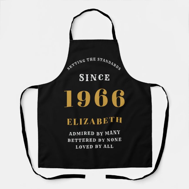Personalised 60th Birthday Apron - Black & Gold  (Front)