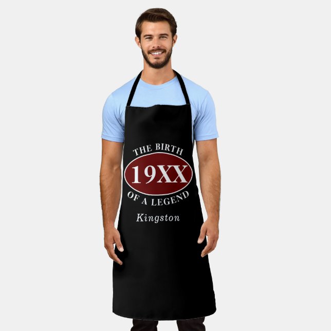 Personalised 60th Birthday Birth Of A Legend Black Apron (Worn)