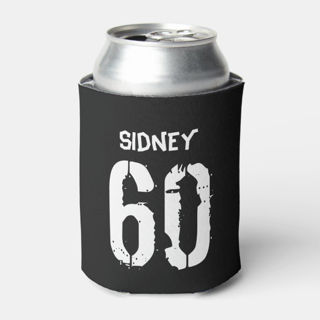 Personalised 60th Birthday Black White Gag Gift Can Cooler (Can Front)