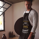 Personalised 60th Birthday Born 1961 Vintage Black Apron<br><div class="desc">A personalised classic black apron design for that birthday celebration for somebody born in 1961 and turning 60. Add the name to this vintage retro style black, white and gold design for a custom 60 birthday gift. Easily edit the name and year with the template provided. A wonderful custom black...</div>
