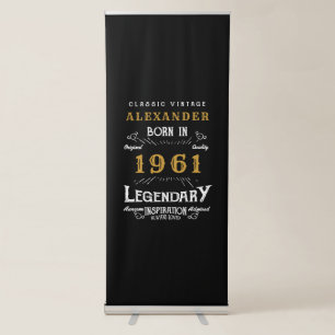 Personalised 60th Birthday Born 1961 Vintage Black Retractable Banner