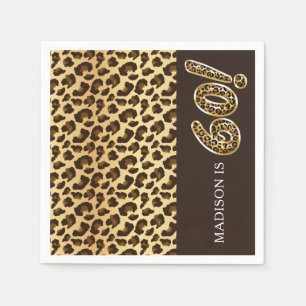 Personalised 60th Birthday Leopard Foil Balloon Napkin