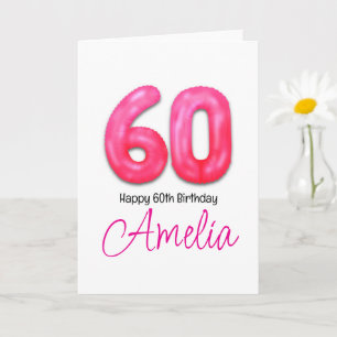 Personalised 60th Birthday Number Balloon Card