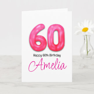 Personalised 60th Birthday Number Balloon Card