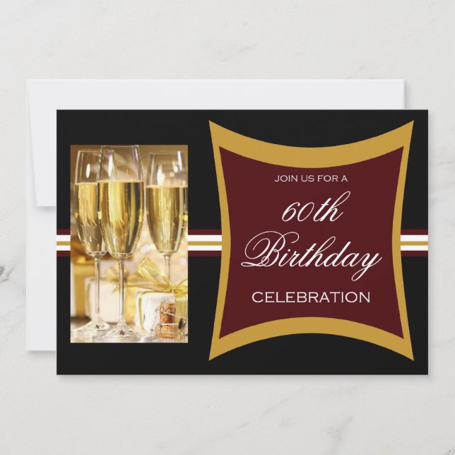 Personalised 60th Birthday Party Invitations (Front)