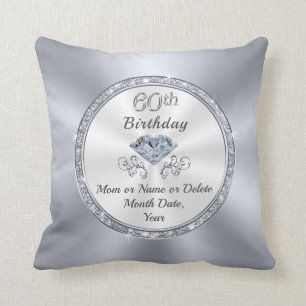 Personalised 60th Birthday Present for Mum, Friend Cushion