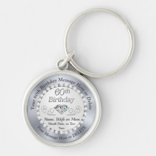 Personalised, 60th Birthday Presents for Wife Key Ring