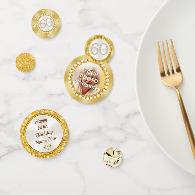 Personalised, 60th Birthday Table Decorations,  Confetti (Group)