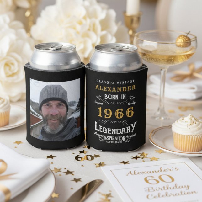 Personalised 60th Birthday Vintage Photo Keepsake Can Cooler (Creator Uploaded)