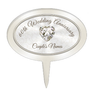 Personalised 60th, Diamond Anniversary Cake Topper