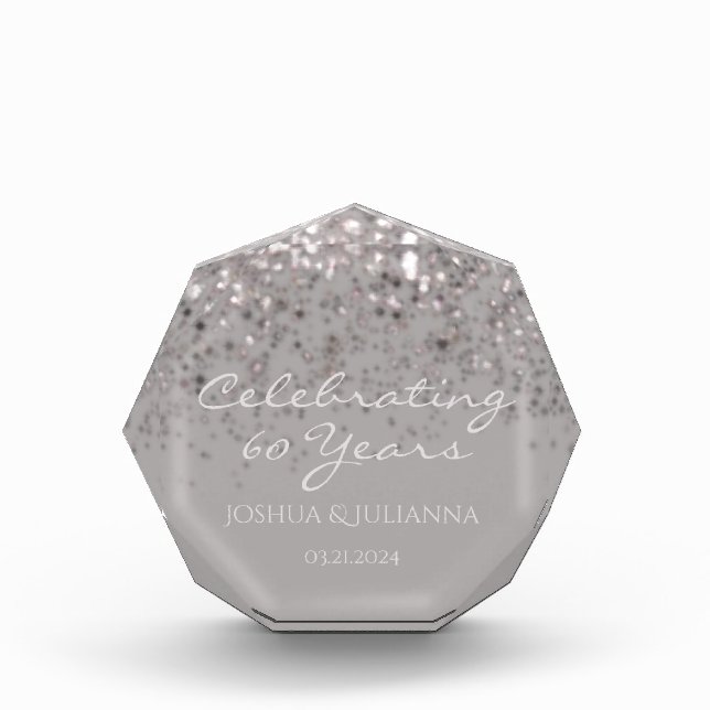 Personalised 60th Diamond Anniversary Keepsake Photo Block (Front)