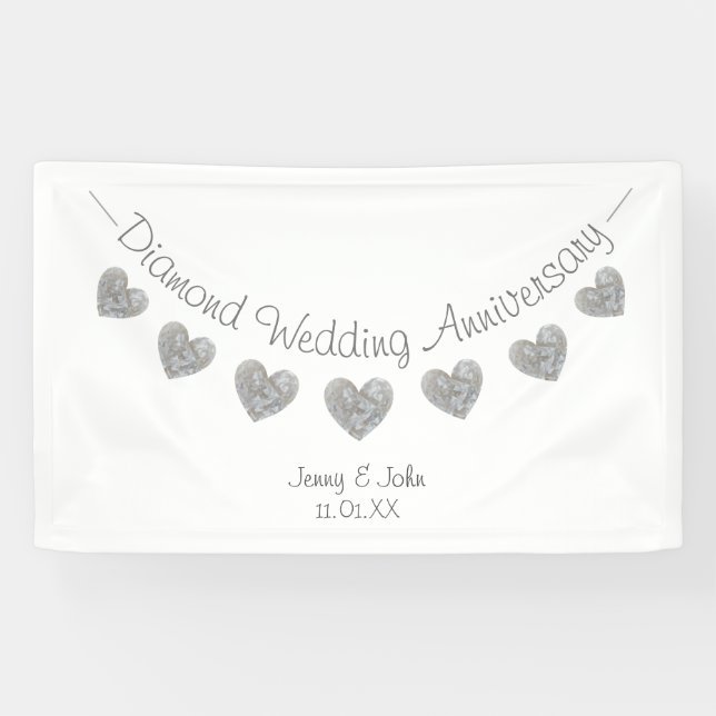 Personalised 60th Diamond Wedding Anniversary Banner (Horizontal)