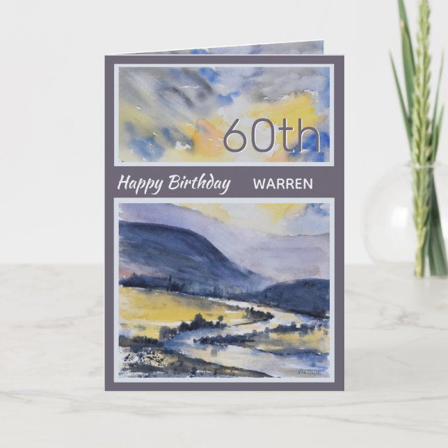 Personalised 60th Mountain Scenic Birthday Card (Front)