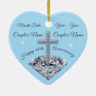 Personalised 60th Wedding Anniversary Gift Ceramic Tree Decoration