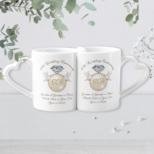 Personalised 60th Wedding Anniversary Gift Ideas Coffee Mug Set