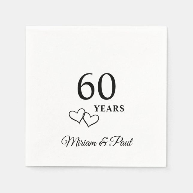 Personalised 60th Wedding Anniversary Party Napkin (Front)