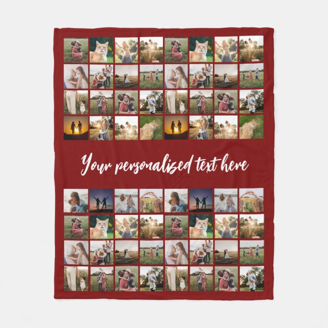 Personalised 64 Photo Collage Fleece Blanket (Front)