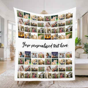 Personalised 64 Photo Collage Fleece Blanket