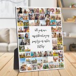 Personalised 64 Photo Collage With Quote Plaque<br><div class="desc">Create your own personalised photo plaque featuring 64 of your pictures alongside custom quote,  song lyric or other text in elegant script calligraphy.</div>