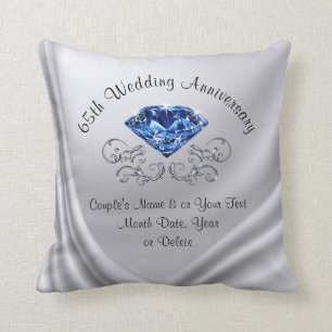 Personalised 65th Anniversary Gift Sapphire Pillow
