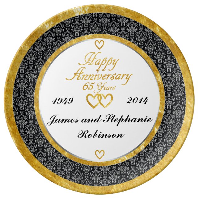 Personalised 65th Anniversary Porcelain Plate (Front)