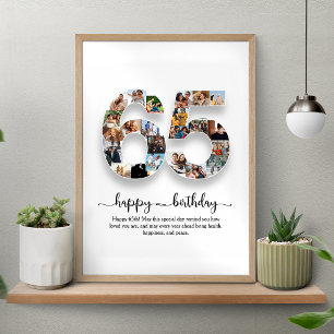 Personalised 65th Birthday Photo Collage Poster