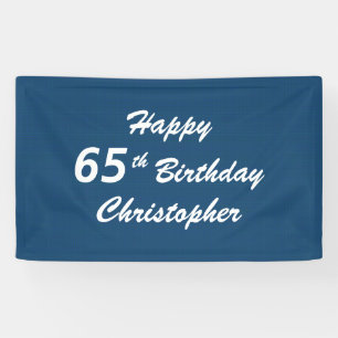 Personalised 65th Birthday Sign Blue Plaid