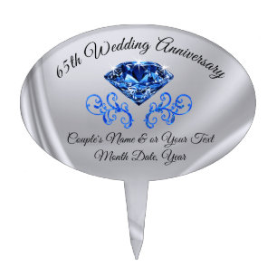Personalised 65th Wedding Anniversary Cake Topper