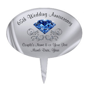 Personalised 65th Wedding Anniversary Cake Topper
