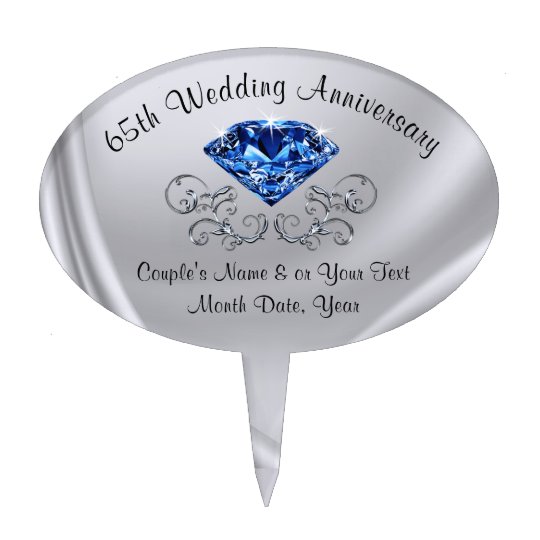 Personalised 65th Wedding Anniversary Cake Topper Zazzle Co Uk