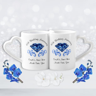 Personalised 65th Wedding Anniversary Gift Ideas Coffee Mug Set