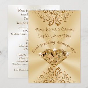 Personalised 65th Wedding Anniversary Invitations