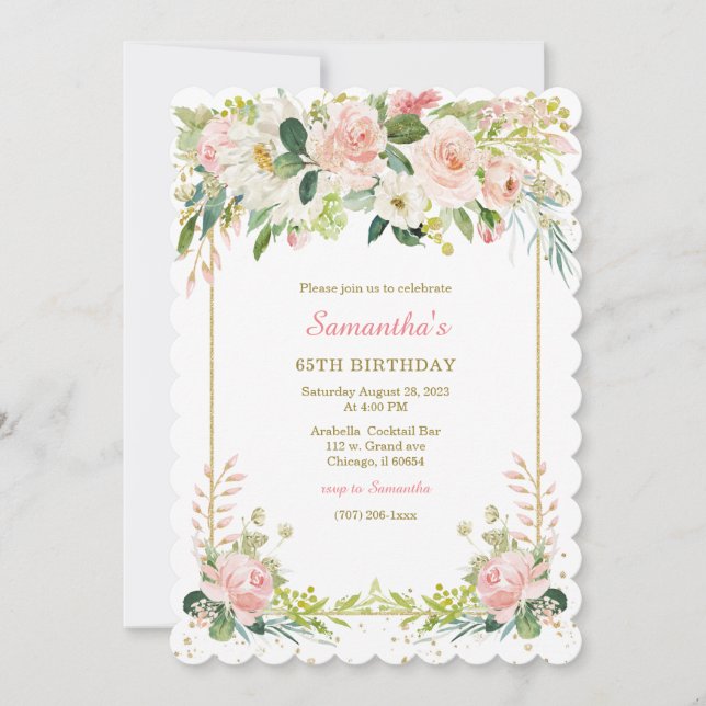 Personalised  65TH Woman Birthday Invitations (Front)