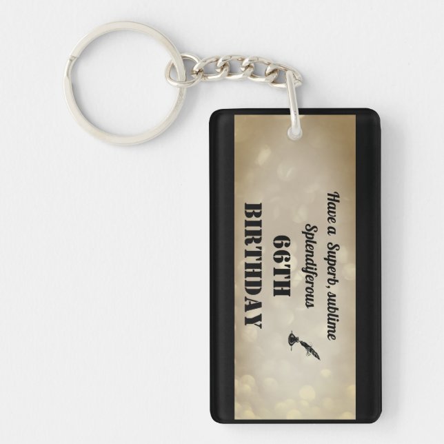 Personalised 66th Birthday Acrylic Keychain (Front)