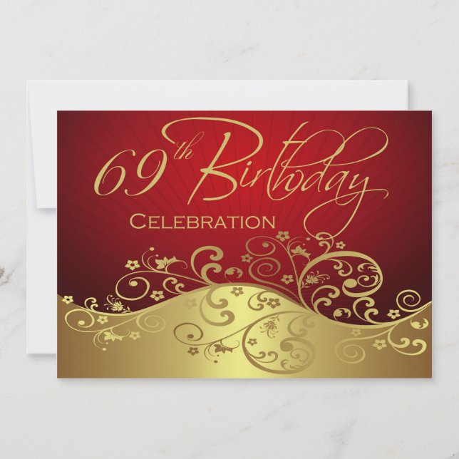 Personalised 69th Birthday Party Invitations (Front)