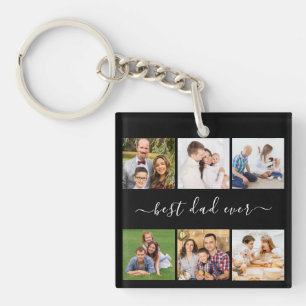 Personalised 6 Photo and text, best dad ever Key Ring