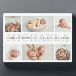 Personalised 6-Photo Birth Announcement Tabletop Plaque<br><div class="desc">Add 6 photos from Instagram, your computer or phone and the baby's full names and/or birth stats (or any other text) to this tabletop acrylic plaque birth announcement keepsake, featuring the baby's first name in grey. If you need any help customising this, please message me using the button below and...</div>