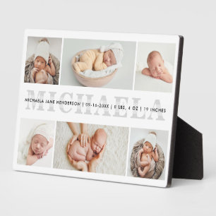Personalised 6-Photo Birth Announcement Tabletop Plaque